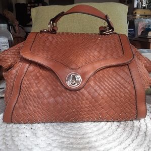 Woven Faux Leather Satchel Purse